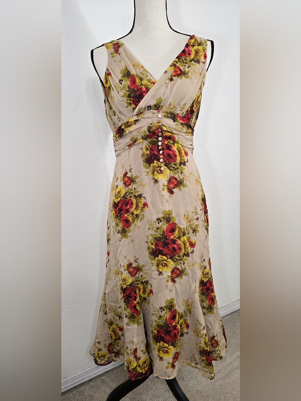 The J. Peterman Co. 100% Silk Floral Dress Romantic Feminine Cottagecore, 10